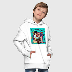 Толстовка оверсайз детская Мультяшная Хип-хоп девушка с касетой - ретро anime, цвет: белый — фото 2