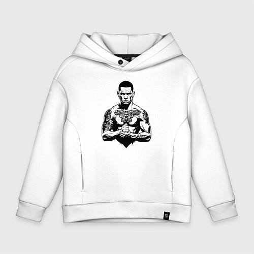 Детское худи оверсайз Нейт Диас в татуировках / Белый – фото 1