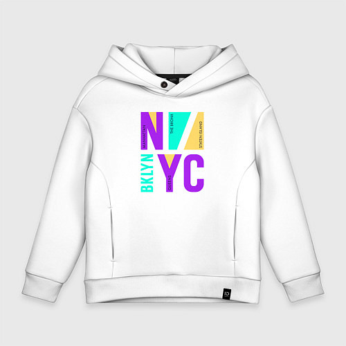Детское худи оверсайз Районы в городе Нью-Йорк / Белый – фото 1