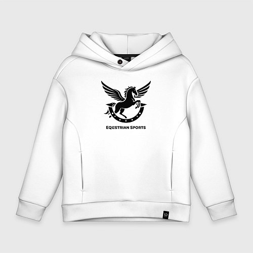 Детское худи оверсайз Конный спорт лошадиное лого / Белый – фото 1