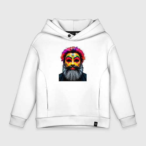 Детское худи оверсайз Человек в карнавальной маске / Белый – фото 1
