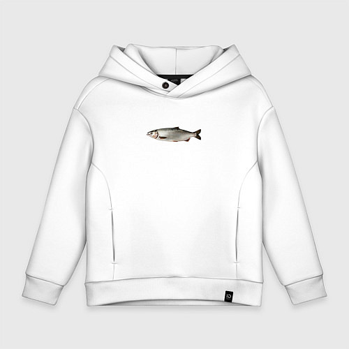 Детское худи оверсайз Селёдка в профиль / Белый – фото 1