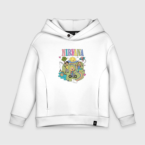 Детское худи оверсайз Нирвана, мультяшный стиль / Белый – фото 1