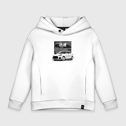 Детское худи оверсайз Suzuki Swift Компактный Стиль / Белый – фото 1