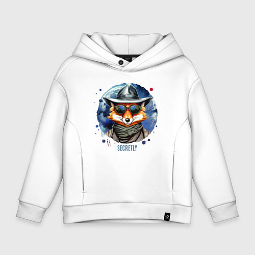 Детское худи оверсайз Лис шпион секретный агент / Белый – фото 1