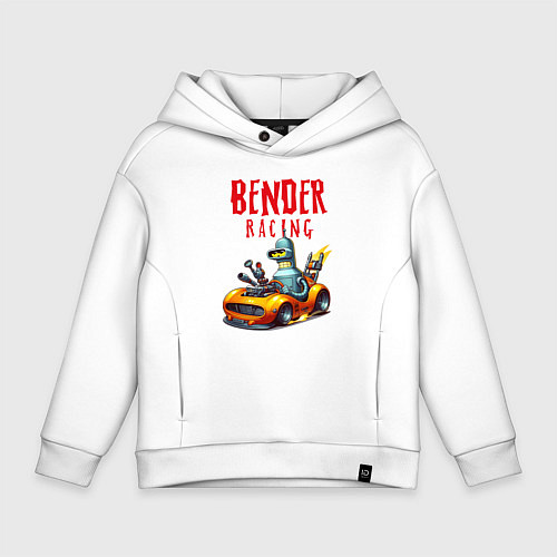 Детское худи оверсайз Bender racing - ai art fantasy / Белый – фото 1