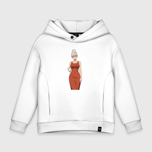 Детское худи оверсайз Dandadan Seiko в платье / Белый – фото 1