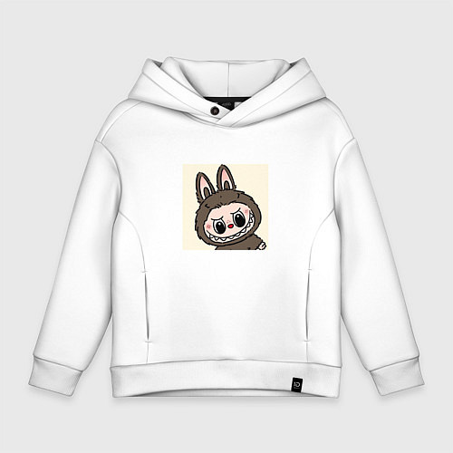Детское худи оверсайз Лабубу с милой мордашкой / Белый – фото 1
