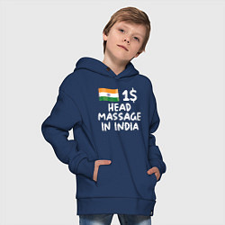 Толстовка оверсайз детская Флаг Индии: head massage in india, цвет: тёмно-синий — фото 2