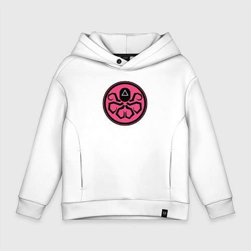 Детское худи оверсайз Кальмар треугольник / Белый – фото 1