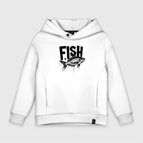 Детское худи оверсайз Рыба в стиле граффити / Белый – фото 1