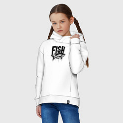 Толстовка оверсайз детская Рыба в стиле граффити, цвет: белый — фото 2