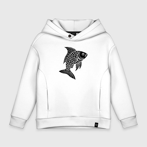 Детское худи оверсайз Чешуйчатая рыба / Белый – фото 1