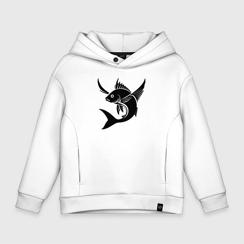 Детское худи оверсайз Рыба с крыльями / Белый – фото 1