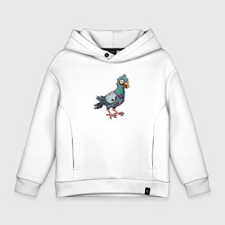 Толстовка оверсайз детская Зомби голубь, цвет: белый