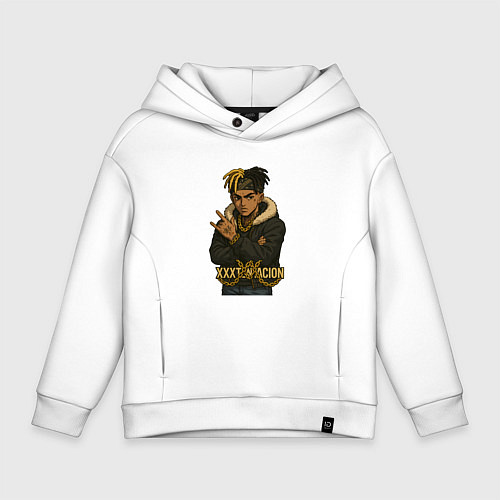 Детское худи оверсайз XXXTentacion мультяшка / Белый – фото 1