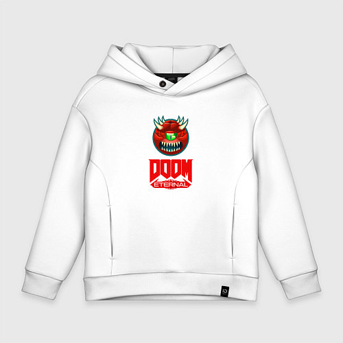 Детское худи оверсайз Doom eternal logo / Белый – фото 1