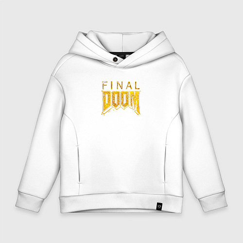 Детское худи оверсайз Doom final gold logo / Белый – фото 1