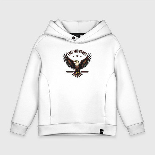 Детское худи оверсайз Свободный и гордый орёл / Белый – фото 1
