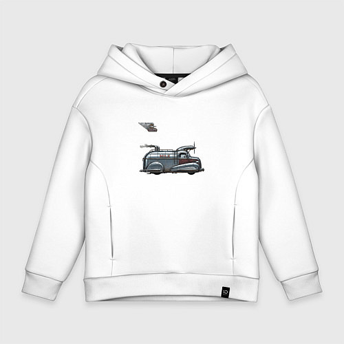 Детское худи оверсайз Ретрофутуристический летающий автомобиль Milk / Белый – фото 1