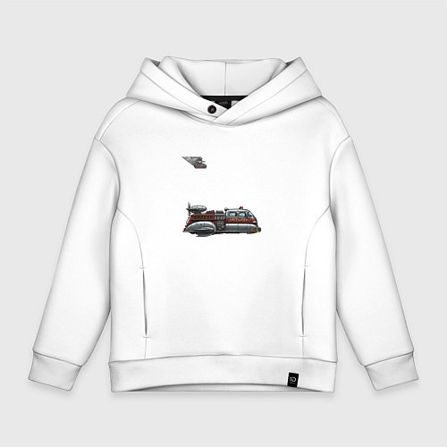 Детское худи оверсайз Летающая пожарная машина ретрофутуризм / Белый – фото 1