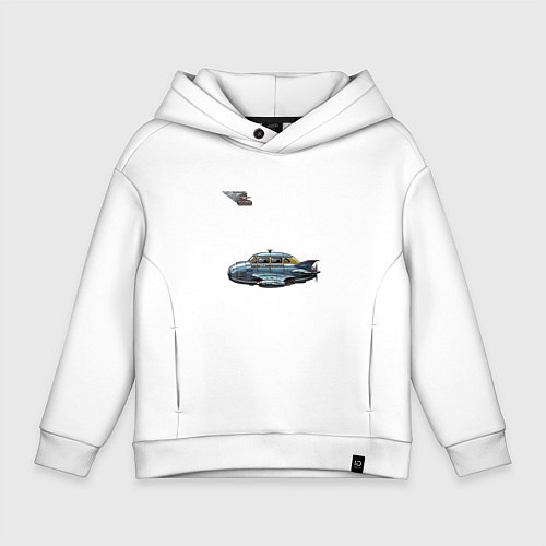 Детское худи оверсайз Летающее такси ретрофутуризм стримлайн / Белый – фото 1