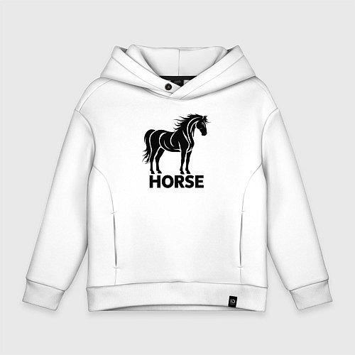 Детское худи оверсайз Черная лошадь / Белый – фото 1
