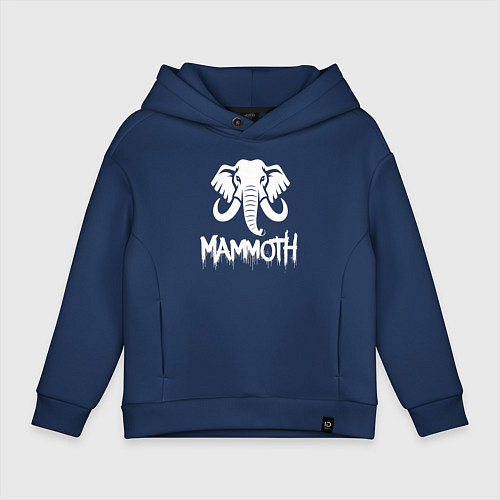 Детское худи оверсайз Мамонт белой краской / Тёмно-синий – фото 1