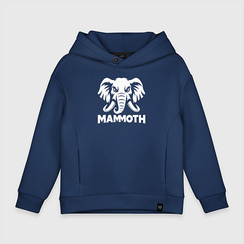 Детское худи оверсайз Мамонт с грозным взглядом / Тёмно-синий – фото 1