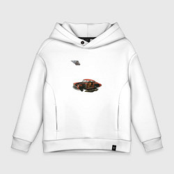 Толстовка оверсайз детская Летающая машина, ретрофутуризм, цвет: белый