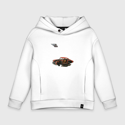 Детское худи оверсайз Летающая машина, ретрофутуризм / Белый – фото 1