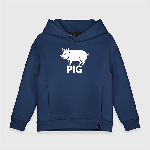 Детское худи оверсайз Городская Свинья / Тёмно-синий – фото 1
