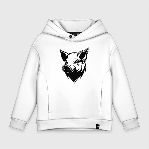 Детское худи оверсайз Свиная голова / Белый – фото 1