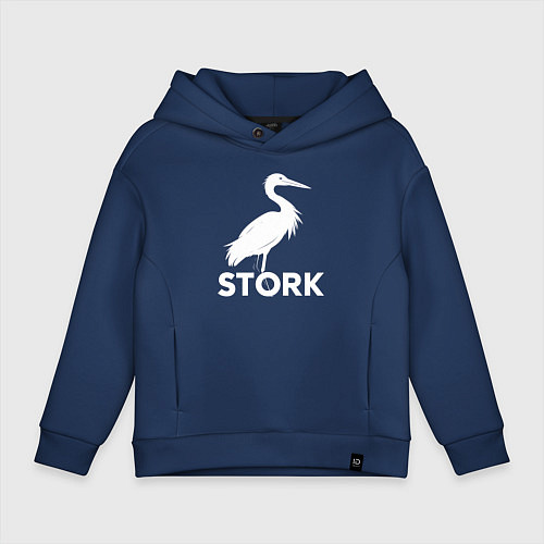 Детское худи оверсайз Белый аист / Тёмно-синий – фото 1