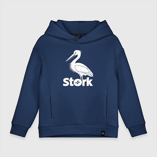 Детское худи оверсайз Аисты в минимализме / Тёмно-синий – фото 1