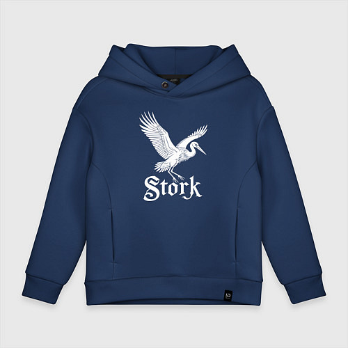 Детское худи оверсайз Летящий аист / Тёмно-синий – фото 1