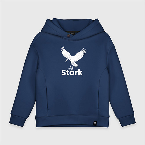 Детское худи оверсайз Аист с расправленными крыльями / Тёмно-синий – фото 1