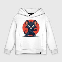 Толстовка оверсайз детская Мышь боец, цвет: белый