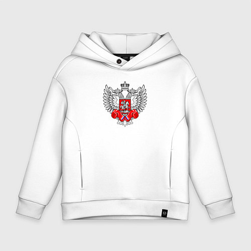 Детское худи оверсайз Федерация бокса России - логотип / Белый – фото 1