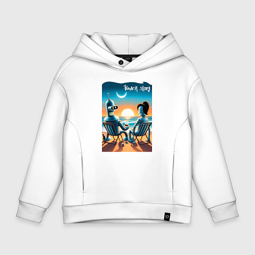 Детское худи оверсайз Bender with girlfriend - beach story / Белый – фото 1