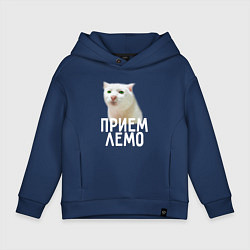 Толстовка оверсайз детская Приемлемо котик, цвет: тёмно-синий