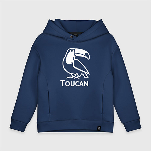 Детское худи оверсайз Тукан в минималистичном стиле / Тёмно-синий – фото 1