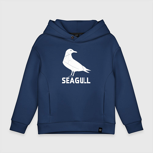 Детское худи оверсайз Морская белая чайка / Тёмно-синий – фото 1