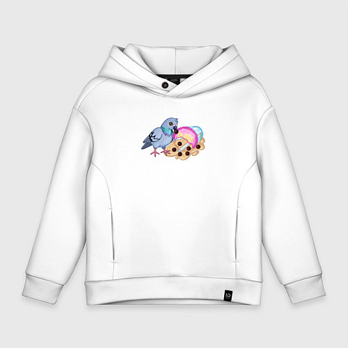 Детское худи оверсайз Голубь с бабл ти / Белый – фото 1