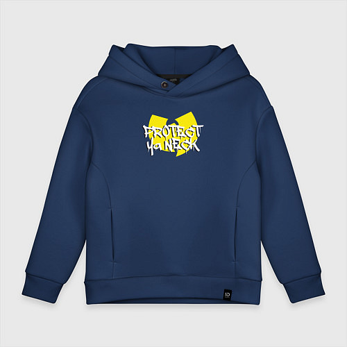 Детское худи оверсайз Protect ya neck Wu-Tang / Тёмно-синий – фото 1