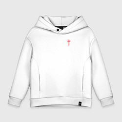 Толстовка оверсайз детская Крест красный, цвет: белый