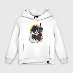Толстовка оверсайз детская Панда гангстер, цвет: белый