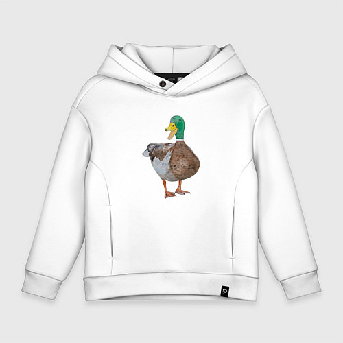 Детское худи оверсайз Утка селезень / Белый – фото 1