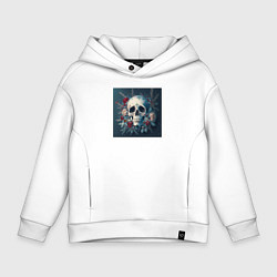 Толстовка оверсайз детская Зимний череп, цвет: белый