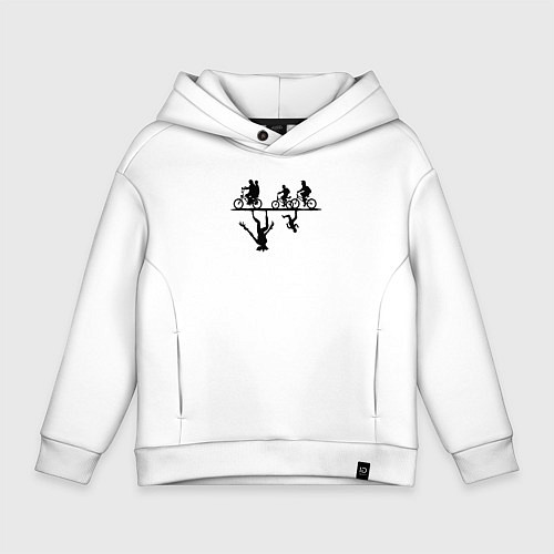 Детское худи оверсайз Очень странные дела параллельный мир / Белый – фото 1